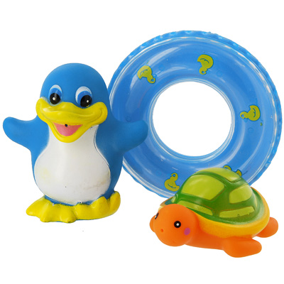 Набор игрушек для ванной "Веселое купание": пингвин, черепаха веселого дизайна Состав 3 игрушки инфо 13768c.