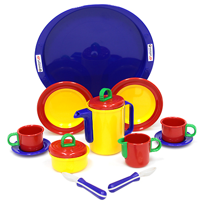 Детский чайный набор "Party-Time", 14 предметов сахарница с крышкой, молочник, поднос инфо 11650d.