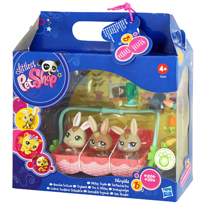 Игровой набор "Littlest Pet Shop: Тройняшки Зайчата" зайчат, корзинка, 3 морковки, игрушка инфо 11812d.