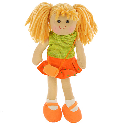 Тряпичная набивная кукла "Девочка в оранжевой юбке" Высота: 36 см Набивка: синтепон инфо 11984d.