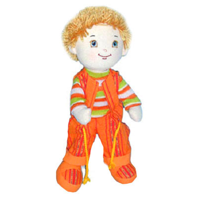 Тряпичная набивная кукла "Мальчик в оранжевом" Высота: 30 см Набивка: синтепон инфо 11993d.