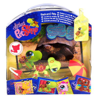 Игровой набор с открыткой "Littlest Pet Shop: Черепашка" Фигурка черепашки, ведерко, зонтик, открытка инфо 13305d.