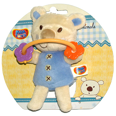 Мягкая игрушка-погремушка "Медвежонок", цвет: голубой, 15 см от 0 месяцев Изготовитель: Китай инфо 992e.