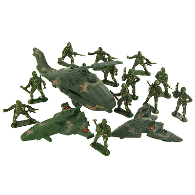 Игровой набор "Солдатики", 15 предметов Вертолет, 2 самолета, 12 солдатиков инфо 10290a.